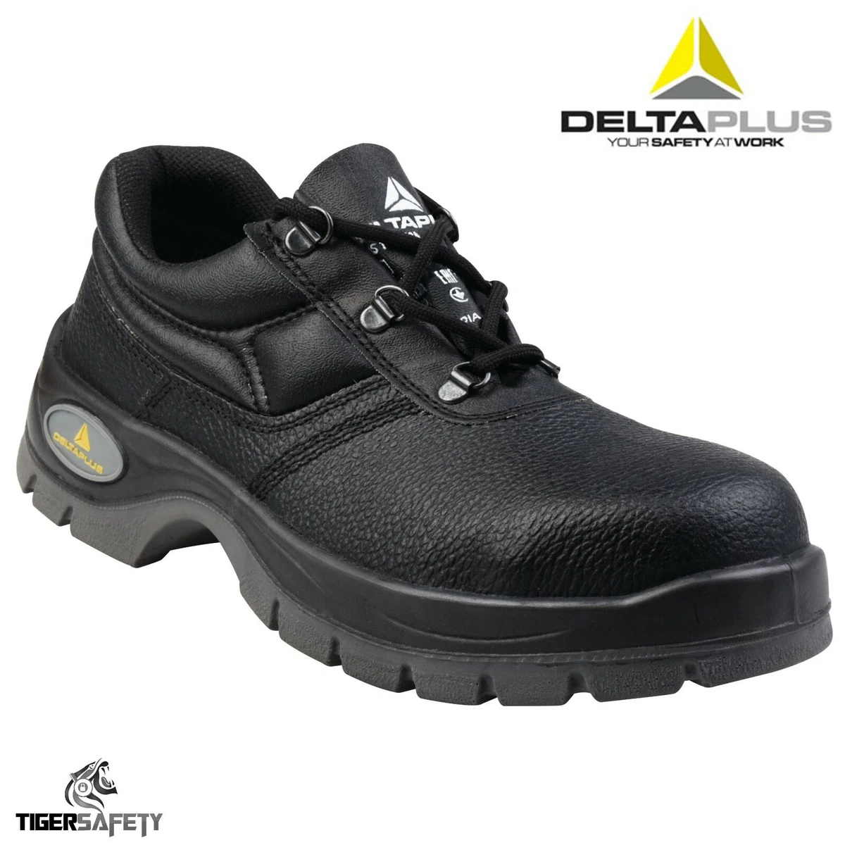 esposas Celo crisantemo Delta Plus Jet 2 S1 Cuero Negro Damas Puntera de Acero Seguridad Zapatos  Trabajo | eBay