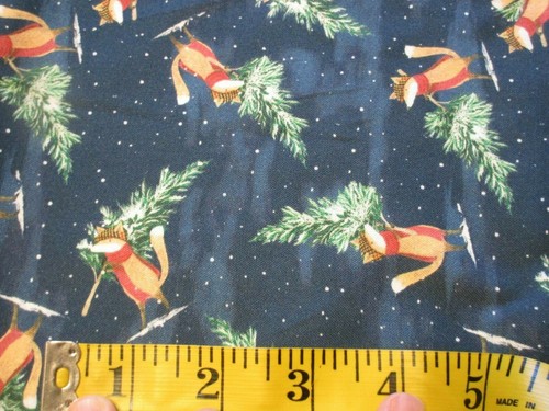 1 Yard New Cotton Fabric Dear Stella Fox & Christmas Trees Winter Print - Picture 2 of 3