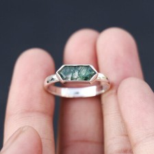 Natural Moss Agate Ring 925 Sterling Silver Ring Boho Ring Gift For Her