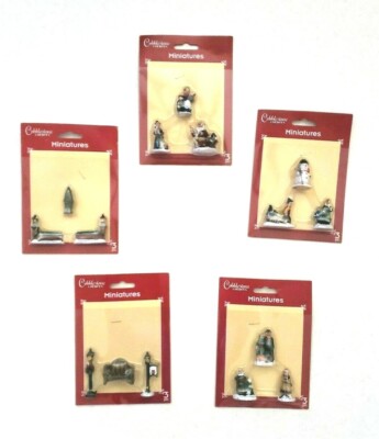 Cobblestone Corners Miniature Christmas Village 3 Piece Collections Lot of 5