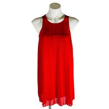Socialite Women's Dress Size S Red Lined Pleated Sleeveless Polyester Short