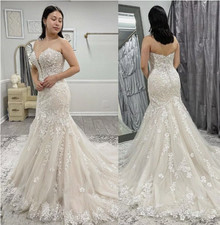Elegant Off Shoulder Mermaid Wedding Dresses Lace Applique Bridal Gowns Train