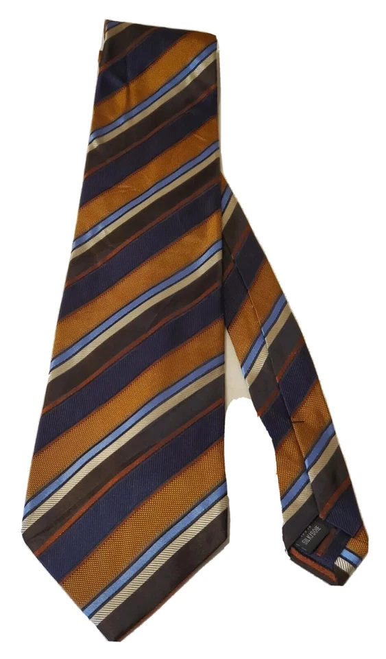 Corbata de seda a rayas para hombre usada L 59" W 4,5" Foto 4 de 4