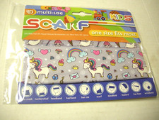 Kids Scarf By Royal Deluxe, Multi-Use, Unicorn Design, One Size 8"x9.5" , New