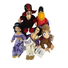Disney Store Plush Bean Bag lot Collection 5 Aladdin, Jasmine, Iago, Jafar, Abu