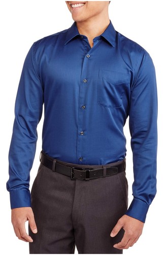 Long-Sleeve Sateen Dress Shirt Size 