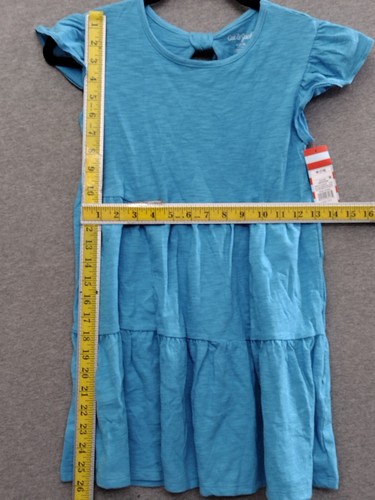 Cat & Jack Girls Short Sleeve Hem Tiered Dress Turquoise M 7/8 - Picture 4 of 11