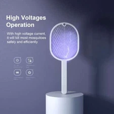 Rechargeable Electric Mosquito Fly Swatter Zapper Racket Bug Insect Killer Lamp