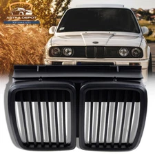 Front Hood Center Grille Matte Black Kidney Grill For BMW E30 1982-1994 3-Series