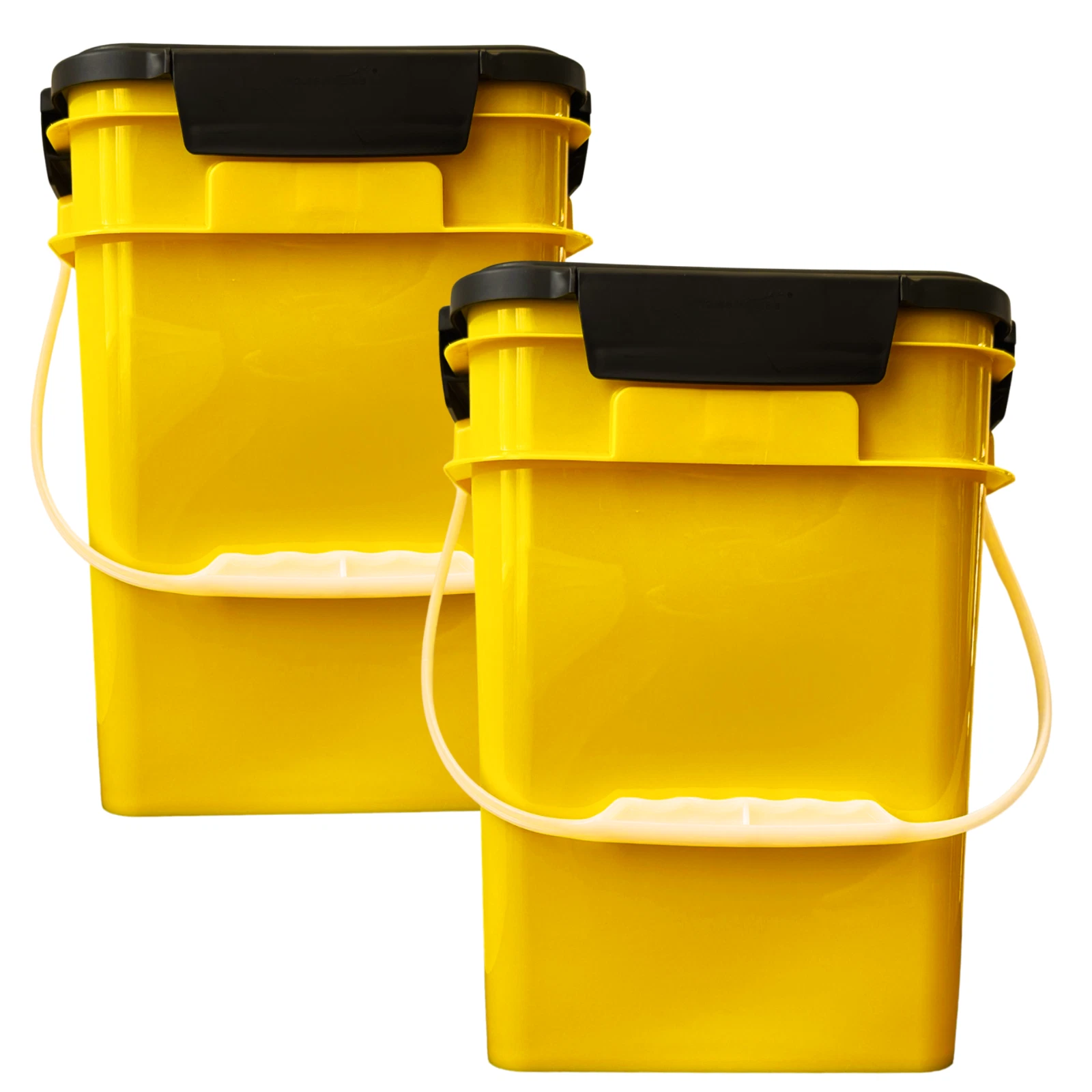 4 Gallon Square Plastic Bucket Food Grade BPA Free containers( Pack of 2 )Yellow