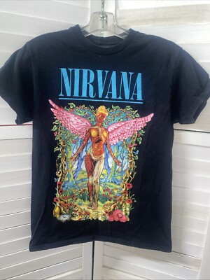 Nirvana Black Cotton T-shirt Spencer's Gifts Men s Grunge Kurt Cobain Sz Small