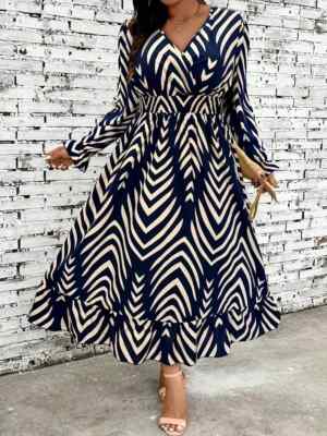 chevron formal dress FEMME Curves CAMILLE Plus Size Satin Bustier Corset Prom & Formal Dres