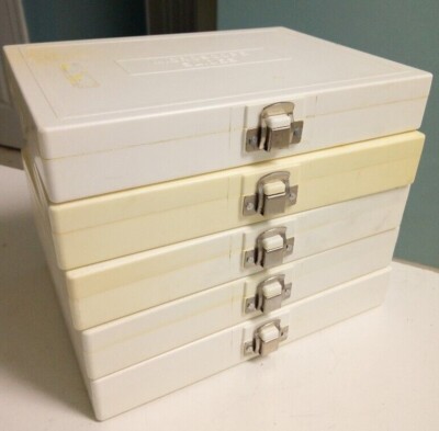 FisherBrand Off-White Plastic Microscope Slide Case 100 Slots/Box (Lot of 5 Pcs)