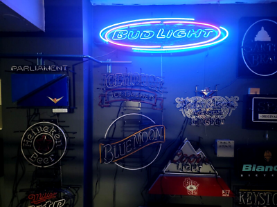 Vintage Bud Light Beer Neon Lit Bar Sign, 80's, Rare, Large, 50