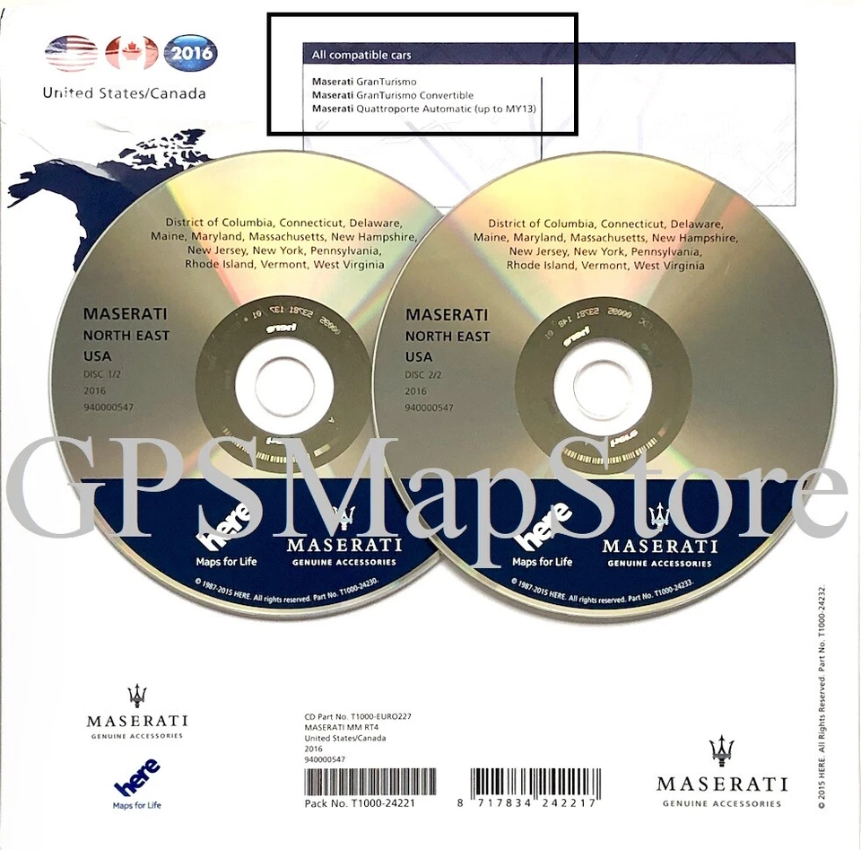 2004-2013 Maserati Quattroporte GPS Navigation CD North East U.S Map 2016 Update - Image 2 of 2