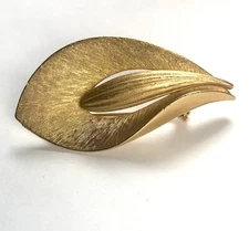 VTG PIM Brooch Joseph Piscitelli Modernist Calla Lily Flower 1950s Gold Tone