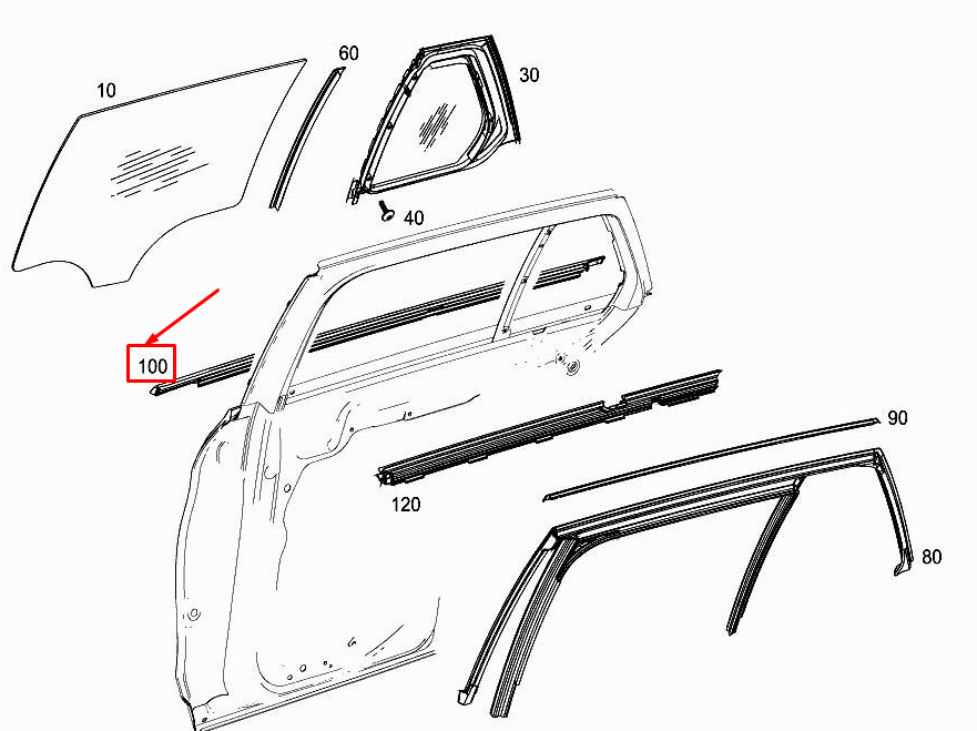 Neu MERCEDES-BENZ C W205 Fensterdichtungsschiene hinten rechts außen A2057303801