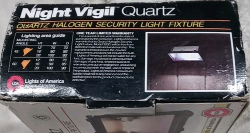 Vintage 1980s Night Vigil Quartz Halogen Security Outdoor Light Fixture Made USA - Picture 4 of 6