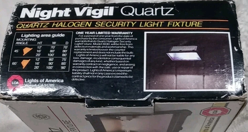 Lámpara halógena de seguridad exterior de cuarzo vigilia nocturna vintage de los años 80 hecha en EE. UU. Foto 4 de 4