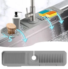 Kitchen Sink Mat Tray Organizer Draining Protector Sponge Holder (24” x 5.5”)