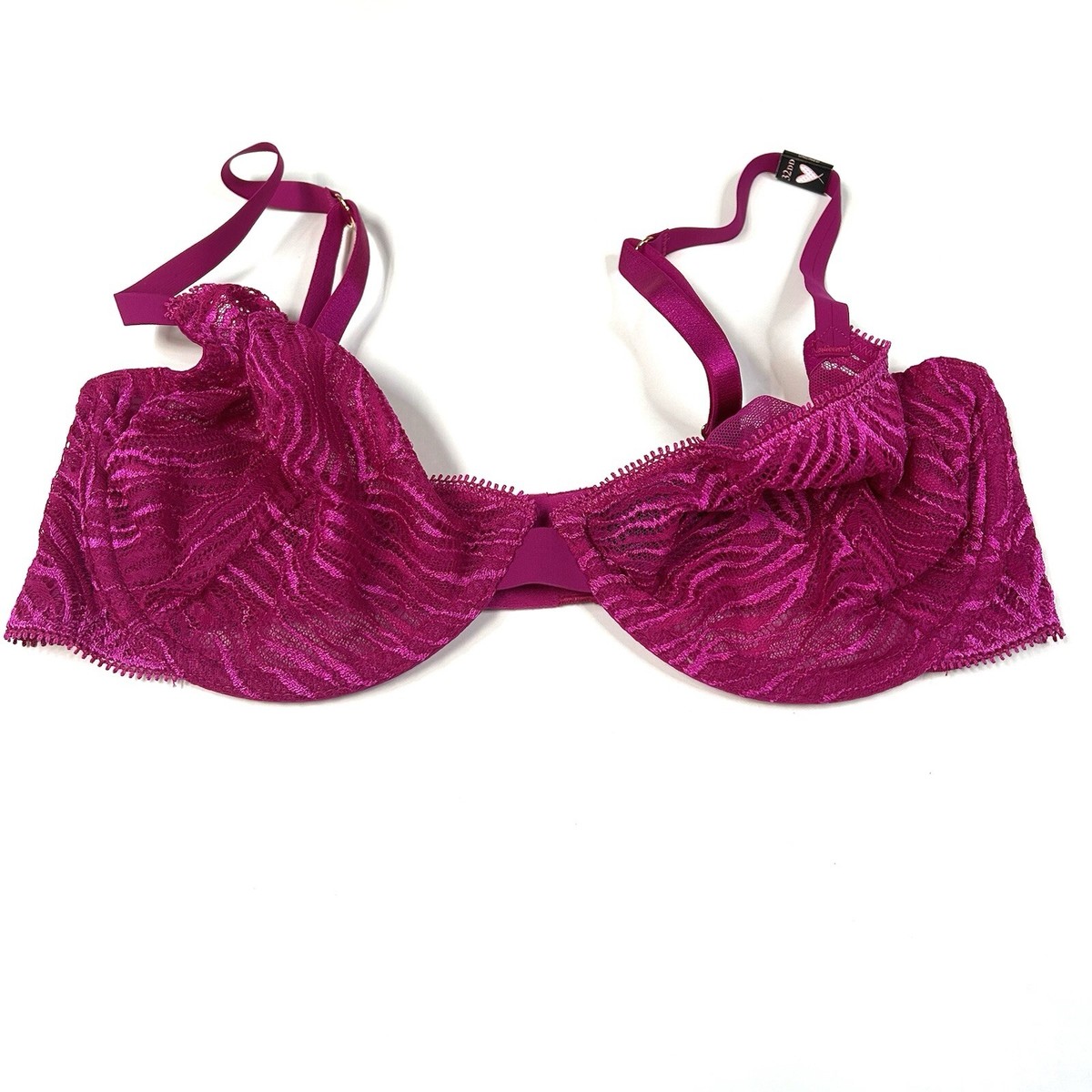 NEW Victorias Secret 32DD Unlined Demi Bra Pink Lace Animal Zebra