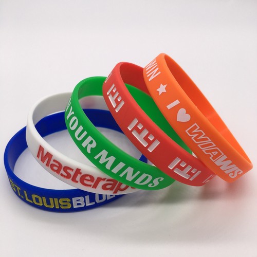100x Custom Silicone Bracelets Wristbands Printed W/Company School Slogan Logo - Picture 17 of 35