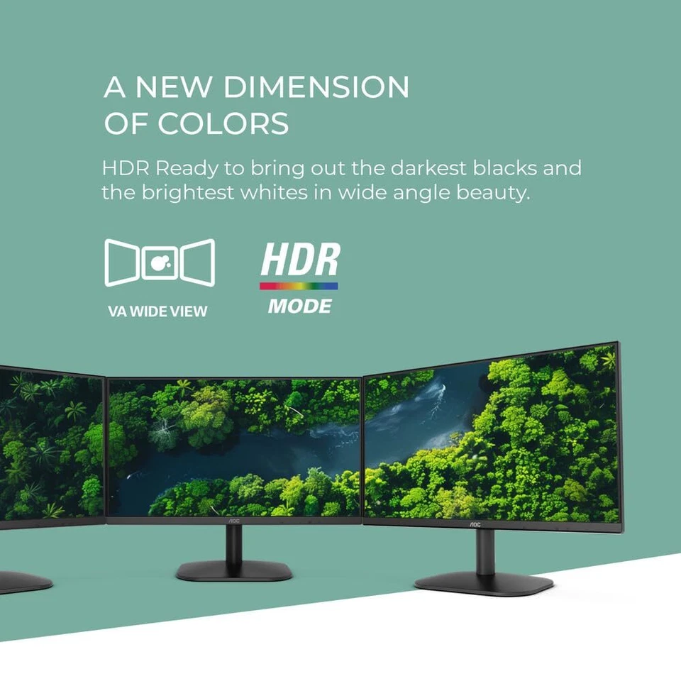 AOC 22B2HM2 22 Inch FHD Monitor 100Hz Refresh Rate HDR Widescreen VA Panel - Image 3 of 4