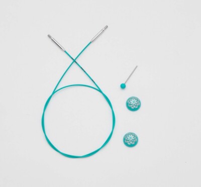 Knit Pro Mindful Nadelseil  Teal Kabel türkis + Schlüssel + Endkappen