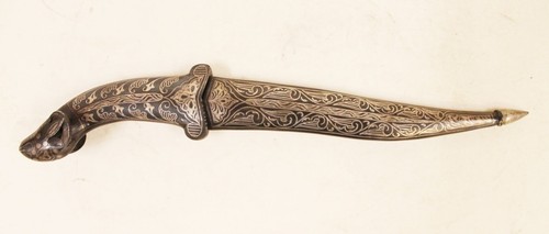 Vintage Dagger Knife Hand Koftgiri Work Silver Damascus Blade Steel - Picture 8 of 14