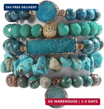 5PCS Natural Boho Beaded Bracelets/Bangle for Women Healing