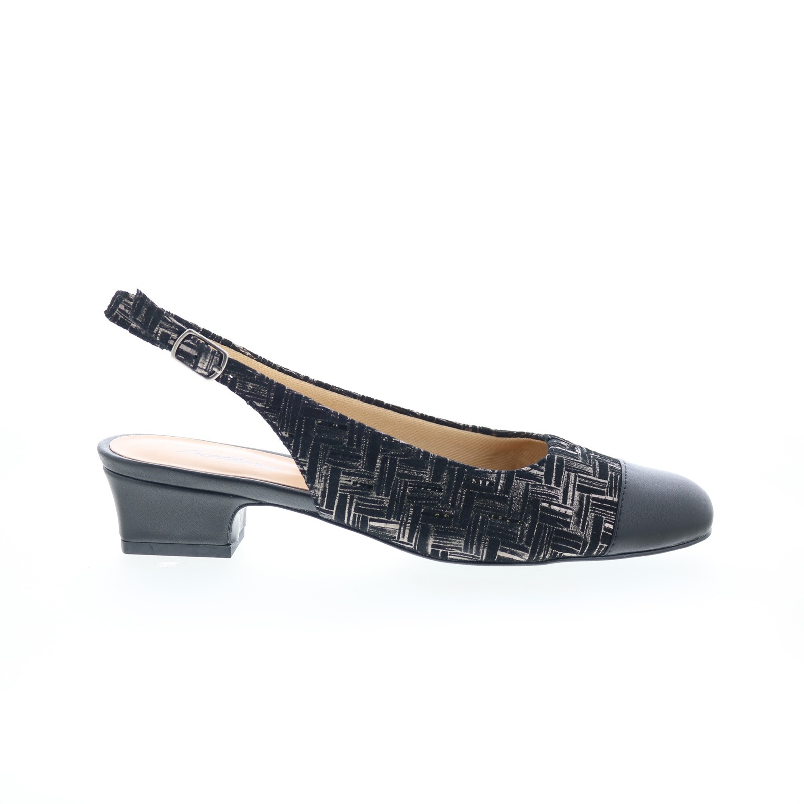Trotters Dea T7001-013 Womens Black Narrow Leather Slingback Heels Shoes