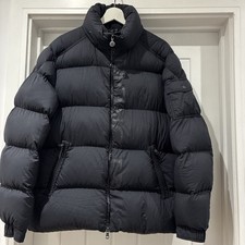 Moncler Puffer Jacket nero lucido piumino logo taglia 5 XL / XXL cappuccio mancante