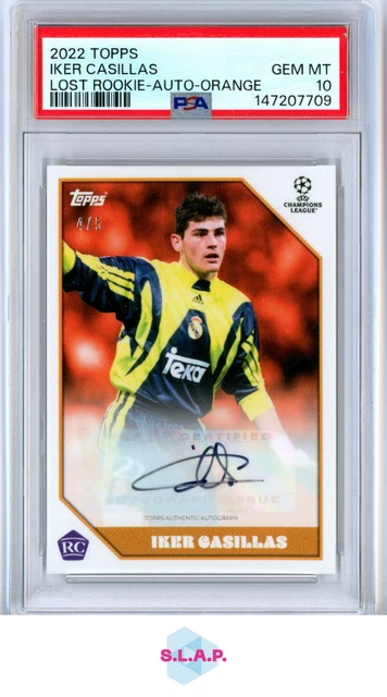 IKER CASILLAS LOST ROOKIE-AUTO-ORANGE TOPPS CARDS 2022 4/5 PSA 10