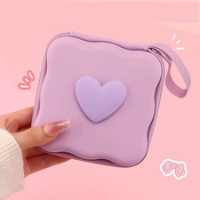 Charger Lid Storage Bag, Cute 3D Heart-Shaped Wave Design Charger Protector Trav