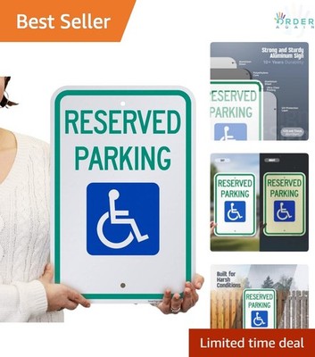 Reserved Handicap Parking Sign Aluminum Reflective 12x18 Outdoor Safety