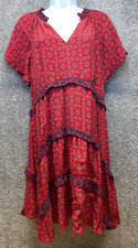 Anthropologie Robin Tiered Viscose Mini Dress Size XS Red Flutter Sleeves Flirty