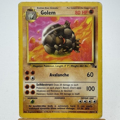 Golem - 36/62 - Fossil Set - Unlimited - Uncommon - Pokemon - WOTC - Damaged