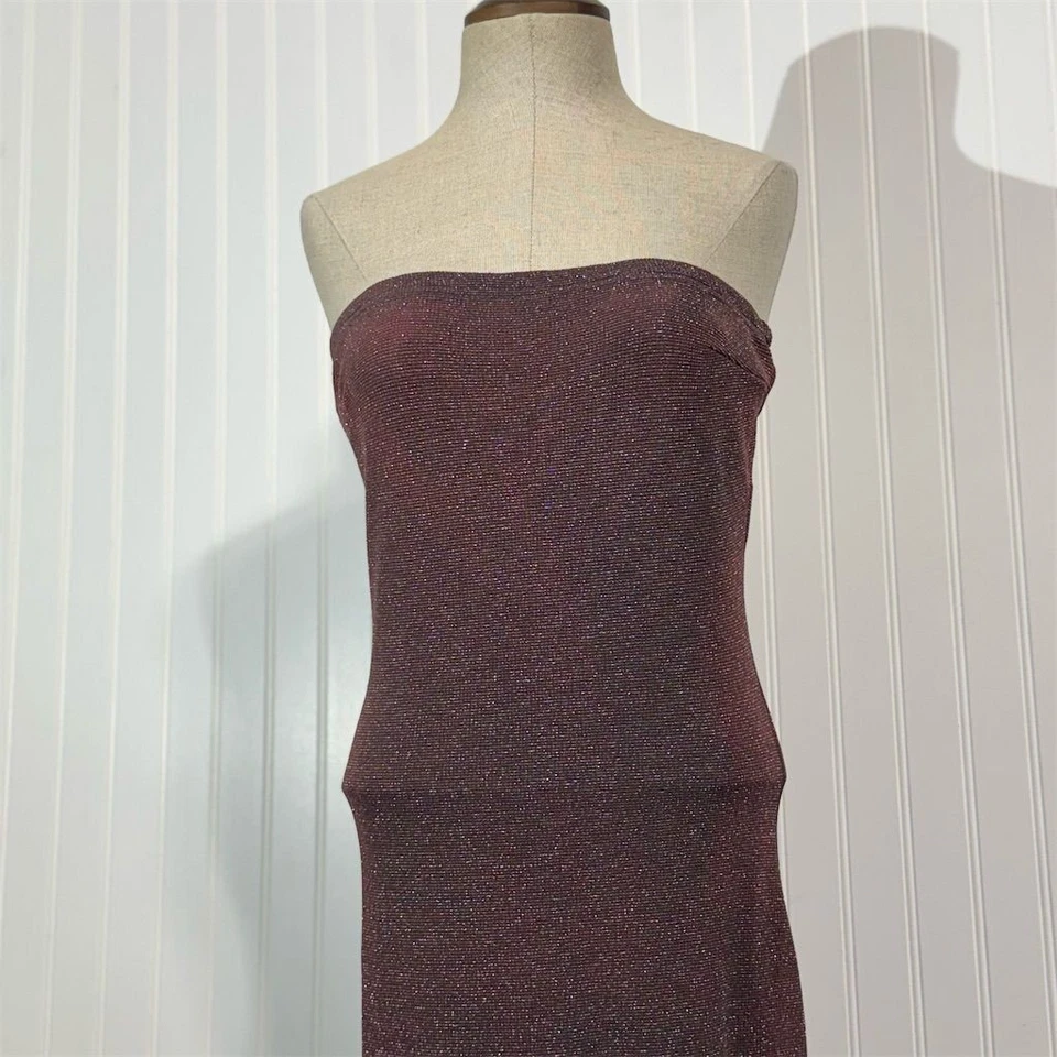 Maxi Vestido Jessica McClintock Vintage Sin Tirantes Y2K Borgoña Brillo Vestido 10 EE. UU. Foto 4 de 4