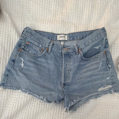 AGOLDE Parker Cut Off Denim Shorts Women’s 29 Blue Cotton Mid Rise Light Wash