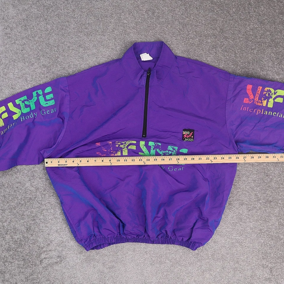 VTG 80s 90s Surf Style Iridescent OS 2XL Purple Long Sleeve Windbreaker Jacket - Image 4 of 4