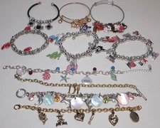 LOT CHARM BRACELETS ASSORTED LOT CHAIN STRETCH BANGLE CUFF MULTI COLOR #11