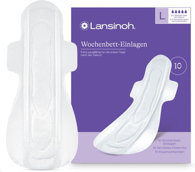 Lansinoh Wochenbett-Einlagen - 10 Stück - Extra Saugfähig & Atmungsaktiv - Für S