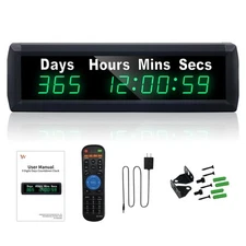 Digital 999 Days Countdown Timer Count Up/Count Down Clock with Remote 12/24 ...