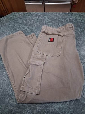 Wrangler Riggs Work Pants Cargo Mens 40x30 Duck Tan Utility Distressed Workwear 