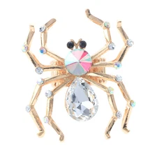 Gold Tone Metal Crystal Rhinestone Spider Stretch Ring R1341-GAB