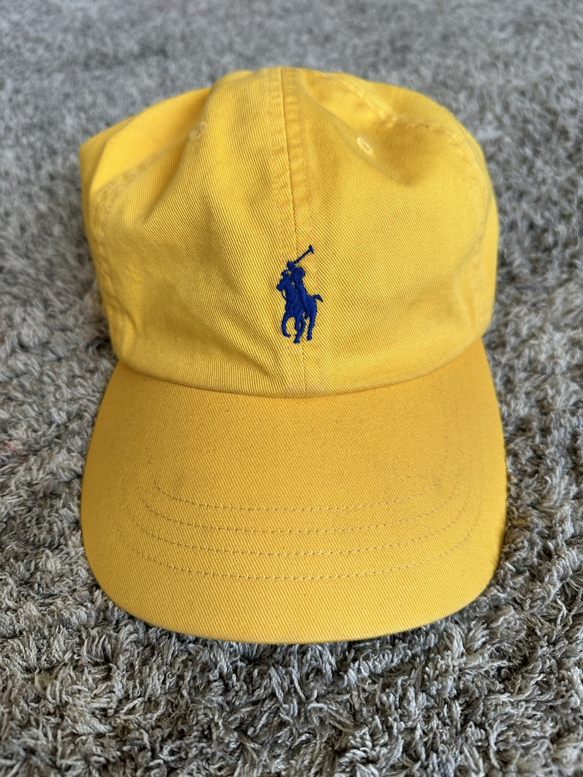 Cappello vintage Polo Ralph Lauren pony logo cinturino pelle cotone papà berretto giallo