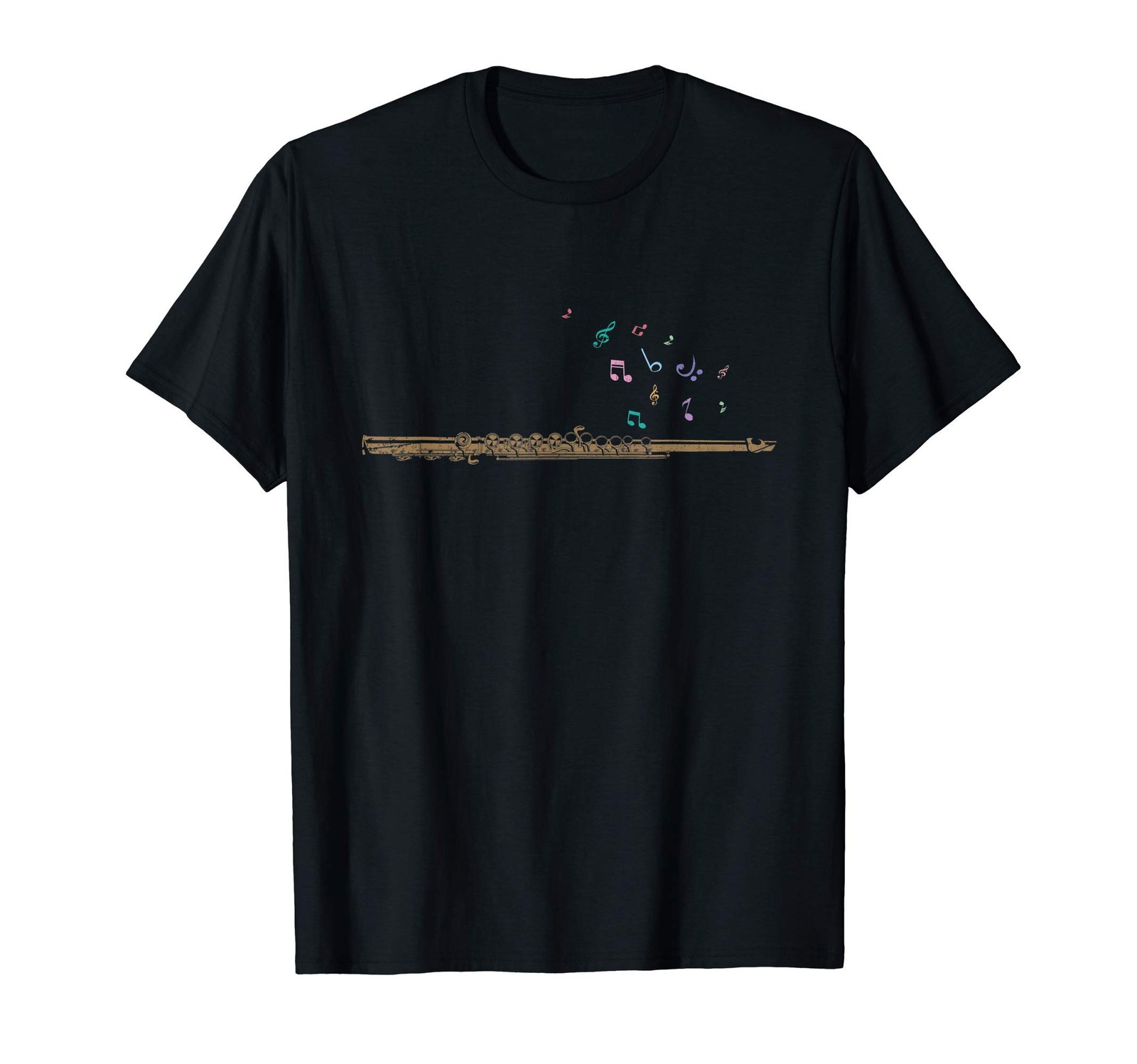 Flûtiste orchestre notes de musique flûte t-shirt en coton pour concertiste femme et homme