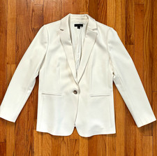 Ann Taylor Ivory Single-Breasted One-Button Lined Tailored Blazer Women  s 10