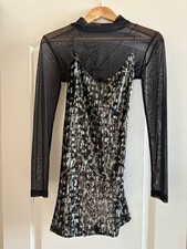 Jazz Dance Costume, Black  Silver Flapper Dress, WM Small, Sequin Custome