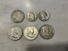 Lot of 3 Franklin Half Dollars 1 Barber 2 Quarters Various Dates 90% Silver 62g